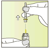 2. - Καθώς περιμένετε για να στεγνώσει το απολυμαντικό, σπάστε τη διάτρηση της ετικέτας και τραβήξτε το κάλυμμα της βελόνης - Αφήστε το κάλυμμα της βελόνης στη βελόνη - Τοποθετήστε το κάλυμμα της