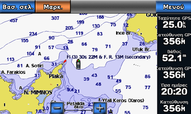 Επιλέξτε χρόνο. Προβολή λίστας στόχων AIS Σημείωση: Ο χάρτης Mariner s Eye 3D είναι διαθέσιμος εάν χρησιμοποιείτε κάρτα BlueChart g2 Vision SD.