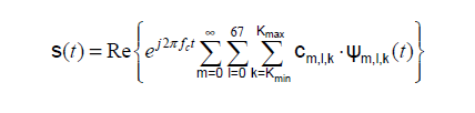 4.2 OFDM Μετάδοση 4.2.1 DVB-T Παράδειγμα παρακάτω: Η έκφραση για ένα OFDM σύμβολο το οποίο ξεκινάει τη χρονική στιγμή t = t s δίνεται (4.2.1.1),όπου d i είναι σύνθετα σύμβολα διαμόρφωσης, N s είναι ο αριθμός των υποφερόντων, Τ αντιστοιχεί στη διάρκεια του συμβόλου και f c είναι η φέρουσα συχνότητα.