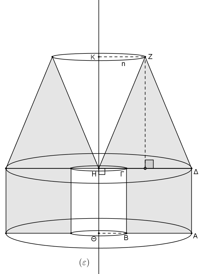 R 1 = (HΓ) = 10 7 = 3cm R 2 = (HΔ) = 7 + 3 = 10 cm R 3 = KZ = HΔ 2 = 5 cm Από το πυθαγόρειο θεώρημα έχουμε, (ΚΗ) 2 + 5 2 = 13 2 (KH) = 12 cm.
