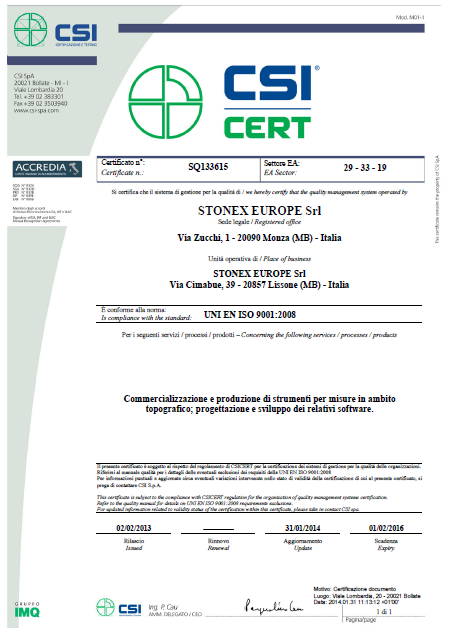 STONEX ISO certificate : 2014, STONEX Limited. All rights reserved.