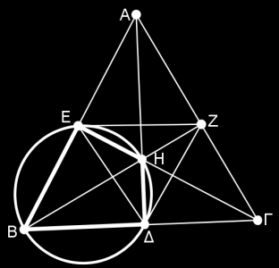 Διδασκαλία των ιδιοτήτων του ορθικού τριγώνου 27 απόδειξης-αιτιολόγησης οφείλει να ξεκινήσει από τις ορθές γωνίες που σχηματίζουν τα ύψη με τις πλευρές του αρχικού τριγώνου, με βάση αυτές να