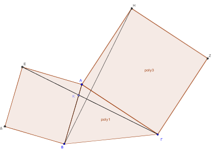 http://www.mathematica.gr/forum/viewtopic.php?f=14&t=44444 Όμως AEK ABH, (λόγω της ισότητας των τριγώνων του (β) ερωτήματος) και EKA BK, (ως κατακορυφήν).