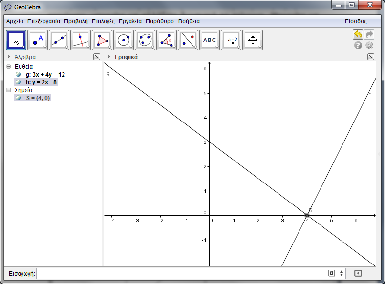 a = 2 a = -3 b = 0 b = -1 Μπορείτε, επίσης, να αλλάξετε τα a και b πολύ εύκολα, χρησιμοποιώντας βέλη (δείτε Κίνηση ) δρομείς: δεξιό κλικ στο a ή στο b και επιλέγοντας Εμφάνιση / Απόκρυψη Αντικειμένου