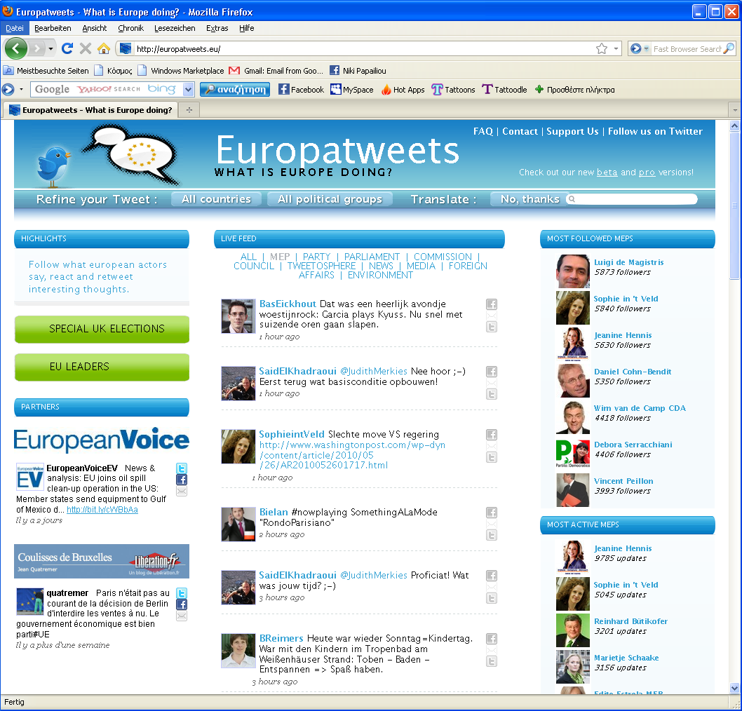 86 europatweets.eu Μέζσ ηεο ζειίδαο Europatweets (http://europatweets.