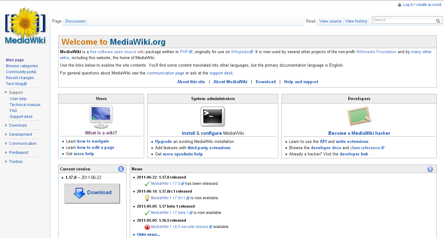 2.4.6 πζηήκαηα γηα ηε δεκηνπξγία wiki Το παράδειγμα του ΜediaWiki Τν mediawiki είλαη έλα ειεχζεξν ινγηζκηθφ, ην νπνίν απαηηεί ηελ εγθαηάζηαζε ζε θάπνην θπιινκεηξεηή (βι. Δηθφλα 2).