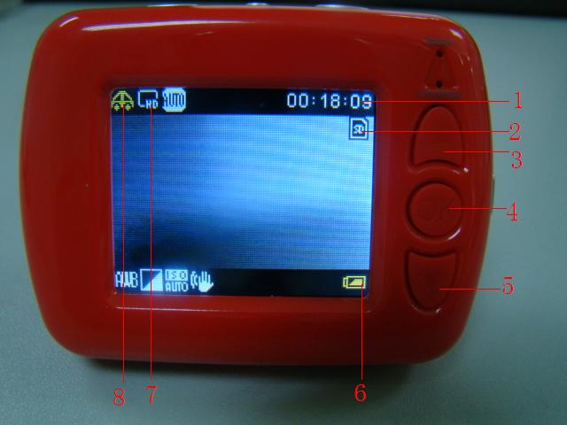 8. Εικονίδο λειτουργίας βίντεο ΣΗΜΕΙΩΣΗ: Η φωτογραφική µηχανή θα σταµατήσει αυτόµατα την εγγραφή όταν η κάρτα µνήµης γεµίσει ή εξαντληθεί η µπαταρία κατά την εγγραφή.
