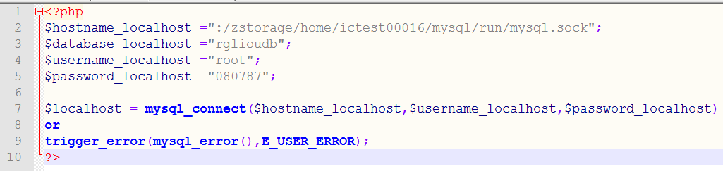 Με το αρχείο connections.php που καλείται στον προηγούμενο κώδικα αρχικοποιούνται οι μεταβλητές σύνδεσης με τον server και τη βάση δεδομένων.
