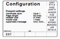 Πατήστε το πλήκτρο EXIT για επιστροφή στην προηγούμενη οθόνη. Μέγεθος σελίδας πιστοποιητικού Οι χρήστες έχουν τη δυνατότητα επιλογής των διαστάσεων της σελίδας του πιστοποιητικού.