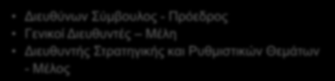 Συμβούλιο ς Σύνθεση Διευθύνων Σύμβουλος - Πρόεδρος Γενικοί Διευθυντές Μέλη Διευθυντής Στρατηγικής και Ρυθμιστικών Θεμάτων - Μέλος Αρμοδιότητες Ο συντονισμός και η εξασφάλιση της απαραίτητης συνοχής