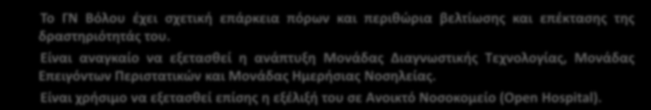 Είναι αναγκαίο να εξετασθεί η ανάπτυξη Μονάδας Διαγνωστικής Τεχνολογίας, Μονάδας Επειγόντων