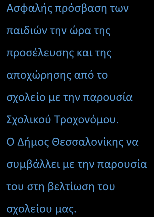 από το σχολείο με την παρουσία Σχολικού Τροχονόμου.