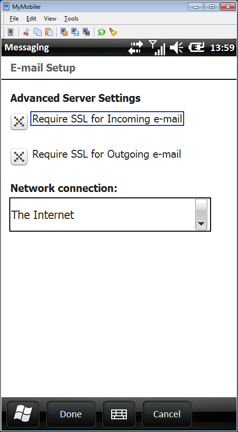 Βήμα 10: Σε αυτή την οθόνη ενεργοποιήστε τις επιλογές Require SSL for Incoming e-mail και Require SSL for Outgoing e-mail.