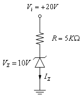 α. Vdc=Vm/π. β. Vdc=2Vm/π. γ. Vdc=Vm/4π. δ. Vdc=3Vm. 31 Να βρεθεί η ισχύς που καταναλίσκεται στην ωμική αντίσταση R στο παρακάτω κύκλωμα. α. Επειδή Vi >VZ, η δίοδος zener λειτουργεί στην περιοχή διάσπασης.