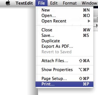 Πραγματοποίηση ρυθμίσεων σε Mac OS X Έχοντας δημιουργήσει τα δεδομένα, από το A μενού File (Αρχείο) της εφαρμογής, κάντε κλικ στο Print (Εκτύπωση) και ούτω καθεξής.