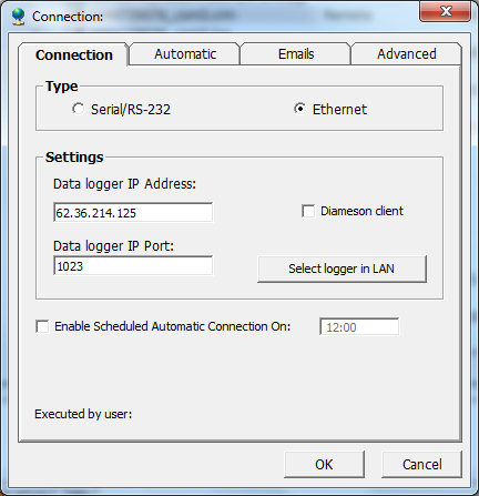Επιλέξτε Ethernet. Μην τσεκάρετε αυτό το check box. Πληκτρολογήστε τη στατική IP της κάρτας SIM σας και το Server IP port που επιλέξατε πριν μέσω του Symonet Programmer.