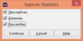 1.2.3 Η Διαδικασία EXPLORE Με τη διαδικασία Explore μπορούμε να επιτύχουμε την πιο πλούσια και πλήρη περιγραφική στατιστική των παρατηρήσεων μιας ποσοτικής μεταβλητής στις διάφορες κατηγορίες κάποιας