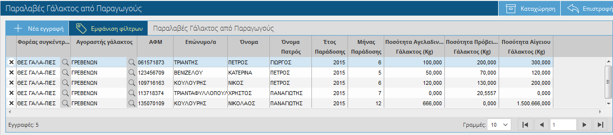 επιλέγοντας το (+),ο χρήστης μπορεί να επιλέξει το επιθυμητό προς εισαγωγή αρχείο. Με την επιλογή του πλήκτρου καταχώρηση, ελέγχεται το αρχείο για λάθη.