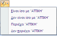 Ταξινόμηση Δεδομένων Για να Ταξινομήσουμε Δεδομένα προς ένα Πεδίο: Στην Προβολή Φύλλου Δεδομένων, επιλέγουμε ένα Πεδίο ή όλη τη Στήλη ως προς την οποία θέλουμε να ταξινομήσουμε τα Δεδομένα και στην