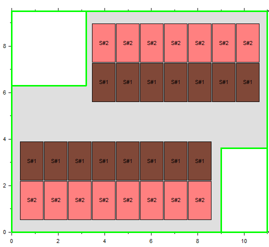 Εικόνα 3.13 «Συνοπτικές πληροφορίες για την υπάρχουσα χωροθέτηση» Εικόνα 3.14 «Απεικόνιση Ενδεικτικής Χωροθέτησης Φ/Β πάνελ κατανεμημένων σε string» Στην εικόνα 3.