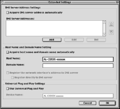 Παράθυρο διαλόγου Extended Settings (Εκτεταµένες ρυθµίσεις) Όταν κάνετε κλικ στο κουµπί Extended Settings (Εκτεταµένες ρυθµίσεις) στο µενού TCP/IP, εµφανίζεται το παρακάτω παράθυρο διαλόγου.