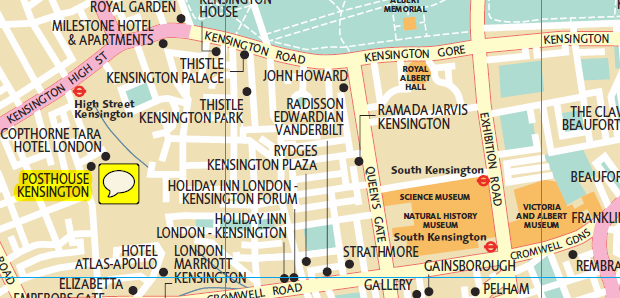 Μόλις 100 μέτρα από το σταθμό του υπογείου High Street Kensington που εξυπηρετείται από δυο γραμμές, τη District και Circle lines και την ομώνυμη οδό High street Kensington, το δεύτερο πιο εμπορικό