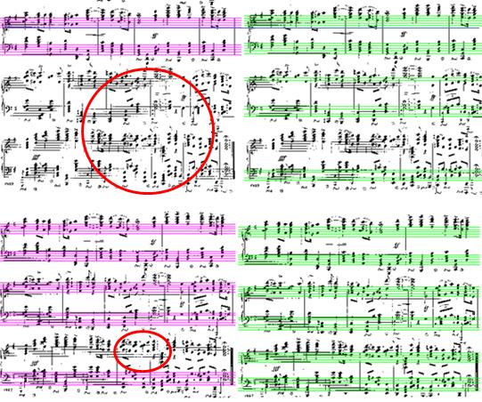 Εικόνα 3. 32: Διαδοχικά στιγμιότυπα του κάτω μέρους της σελίδας 3 του Händel Largo [48].