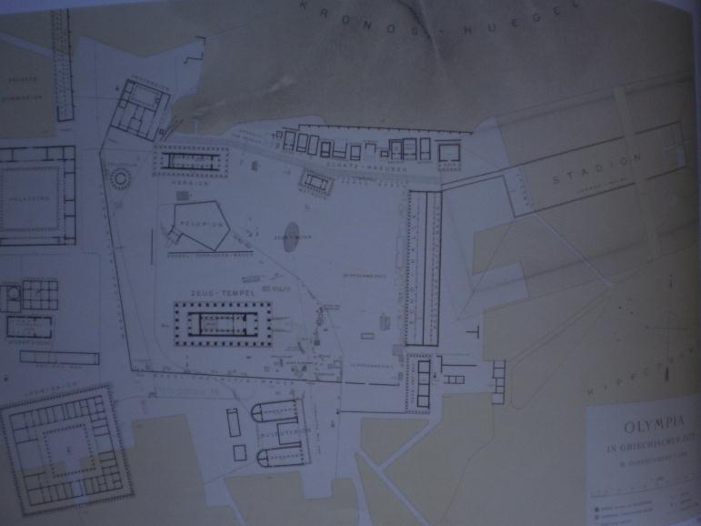 Τοπογραφικό σχέδιο της Αρχαίας Ολυμπίας με την ιερή περιοχή Άλτιν στο