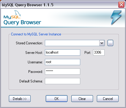 Σύνδεση του Query Browser με τον server Για