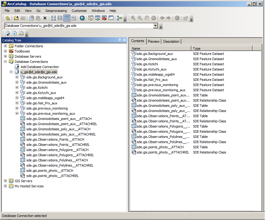 Δημιουργία ΓΒΔ(enterprise geodatabase) στην