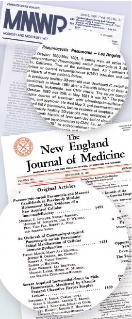 Τα πρώτα κρούσματα 5/6/1981: Ταυτοποίηση 5 περιπτώσεων πνευμονίας PCP σε