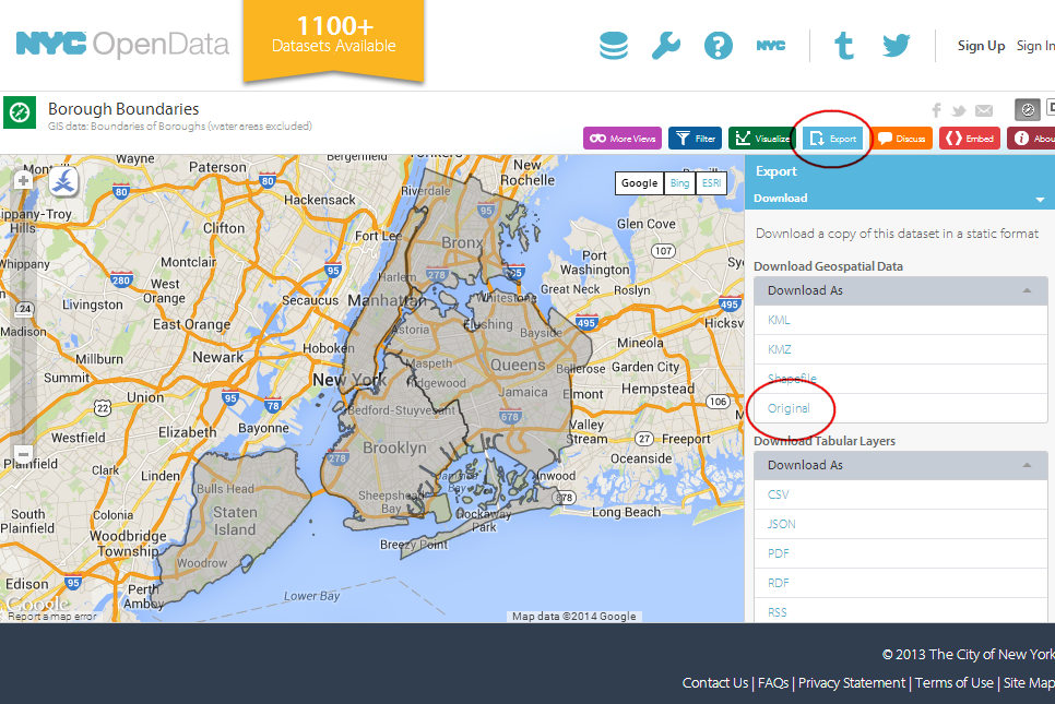 For convenience, you may directly download a copy of the datasets from the links below: nybb_12c.zip OEM_NursingHomes_001.