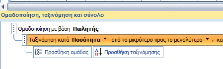 Επιλέξτε το στοιχείο ελέγχου, ώστε να φαίνονται οι λαβές του. Χρησιµοποιώντας την εργαλειοθήκη, δώστε χρώµα στα γράµµατα. Από την εργαλειοθήκη πατήστε στο κουµπάκι «Οµαδοποίηση και Ταξινόµηση».