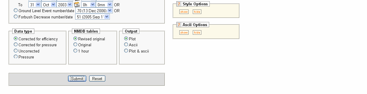 NMDB Event Search Tool - NEST Επιλογή των σταθµών ΚΑ Έλεγχος