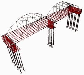 ΣΚΟΠΟΣ ΤΗΣ ΕΡΓΑΣΙΑΣ 21 Εικόνα 3-1: Προσομοίωμα για διαστασιολόγηση ενός ανοίγματος μεταλλικής τοξωτής γέφυρας [30] Εικόνα 3-2: Προσομοίωμα για τον αντισεισμικό σχεδιασμό γέφυρας [30] Η επόμενη