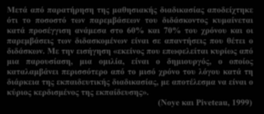 Διεθνή ερευνητικά πορίσματα (1) Όταν ένας ενήλικας ακούει, συγκρατεί -αν έχει συγκεντρωμένη την προσοχή του- 20% με 30% των πληροφοριών που μεταδίδονται.