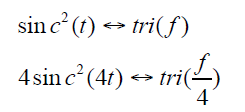 Παραδείγματα Ιδιότητα αλλαγής κλίμακας rect t F sinc f F j 10 2 f 10 sinc rect t e f Ιδιότητα χρονικής μετατόπισης F 1