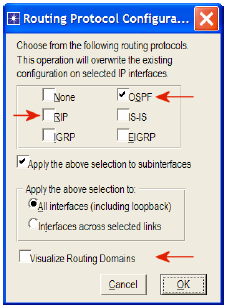 i. Επιλέξτε από το μενού Protocols --> IP --> Demands --> Create Traffic Demands --> Επιλέξτε το ραδιοπλήκτρο From RouterB --> αλλάξτε το χρώμα σε κόκκινο --> Πατήστε Create.