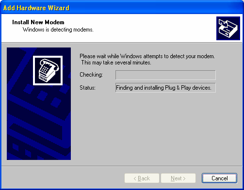 Όταν εντοπιστεί το netmod τα Windows ζητάνε τους οδηγούς για την νέα συσκευή.