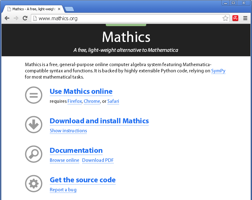 http://mathics.physics.auth.