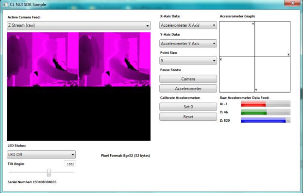 Depth Sensor Available APIs (Kinect Only) CL NUI Native programming languages: C/C++,C# Available Wrappers: None Depth camera Drivers: Yes RGB camera Drivers: Yes Audio Drivers: Yes Accelerometer: