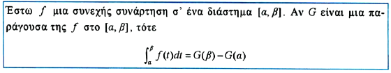 31 Έστω f:[,β]r συνεχής συνάρτηση κι g:[γ,δ][,β] πργωγίσιμη. Ορίζουμε την G:[γ,δ]R με Τότε gx G x ftdt. x gx gx G f. Δικιολόγηση: x Γι την F:[,β]R με F x ftdt, έχουμε ότι F x fx.
