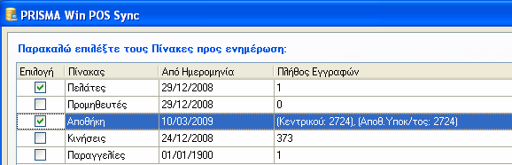 ιαδικασία Μεταφοράς Εγγραφών Προκειµένου να µεταφέρουµε τις εγγραφές των αρχείων Πελατών, Προµηθευτών και Αποθήκης από το BackOffice προς τα Pos, ή και τις Κινήσεις από τα Pos προς το BackOffice,