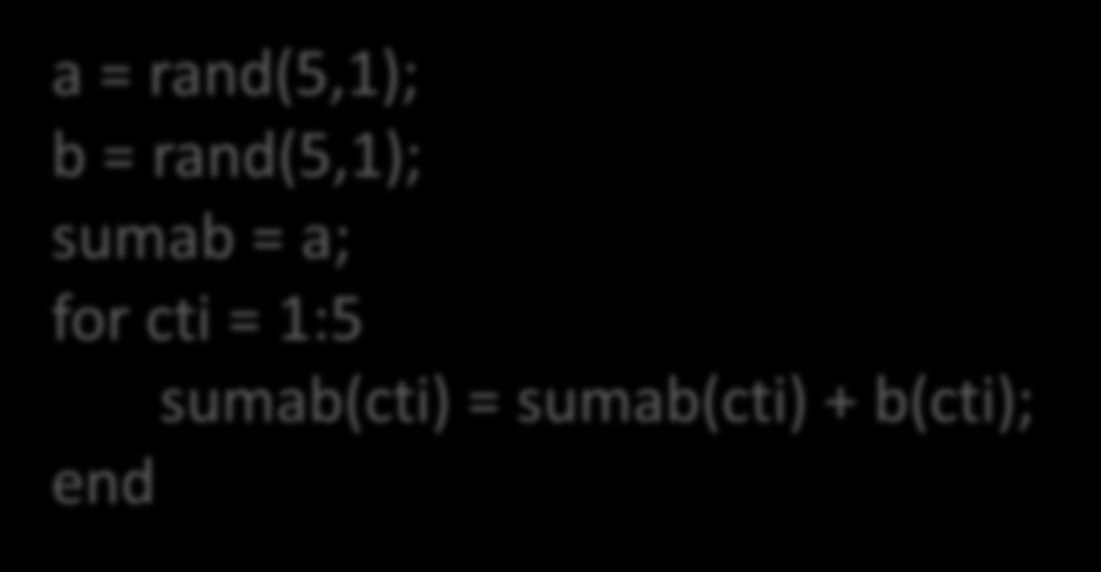 Έλεγχος Λογικής Ροής: For & While Loops Γενικά καλό είναι να προτιμούνται οι πράξεις σε πίνακες αντί για πράξεις σε στοιχεία πινάκων μέσω for loops Παράδειγμα: