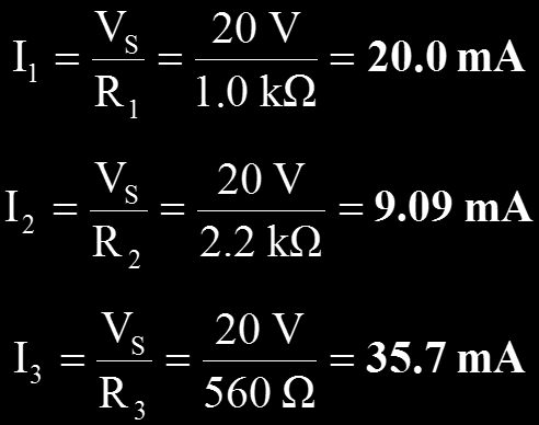ΠΑΡΑΔΕΙΓΜΑ 5-13 (2/2) Λύση Η τάση στα άκρα κάθε αντιστάτη (κλάδου) είναι ίση με