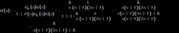 Παράδειγμα 14: Δίνεται σύστημα με συνάρτηση μεταφοράς ανοιχτού βρόχου μοναδιαία αρνητική ανάδραση F(s) = 1 και ελεγκτή G C (s) = k/s. α. Να υπολογιστεί η συνάρτηση μεταφοράς και να γραφεί το χαρακτηριστικό πολυώνυμο του συστήματος κλειστού βρόχου.