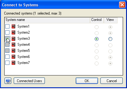 7 Έναρξη του UNICORN και σύνδεση στο σύστημα Βήμα 1 Στη μονάδα System Control, κάντε κλικ στο εικονίδιο Connect to Systems. Αποτέλεσμα: Ανοίγει το παράθυρο διαλόγου Connect to Systems.