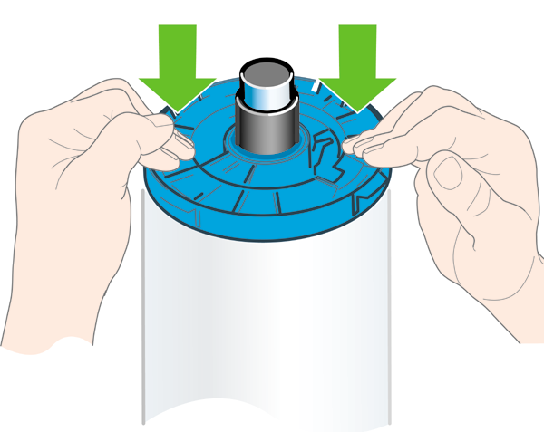 5. Τοποθετήστε το νέο ρολό στον άξονα. Βεβαιωθείτε ότι ο τύπος χαρτιού έχει τον προσανατολισµό που εικονίζεται.