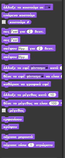 Εικόνα 4.2: Εντολές εμφάνισης του Snap!