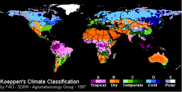 ΚΛΙΜΑΤΙΚΗ ΤΑΞΙΝΟΜΗΣΗ ΚΑΤΑ KÖPPEN Με βάση την θερμοκρασιακή κατανομή A. Τροπικά Κλίματα (Tropical Climates-T ψ >18 C) B. Ξηρά και ημίξηρα κλίματα (Dry Arid and Semiarid Climates) C.